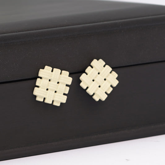 Brass geometric vintage stud earring