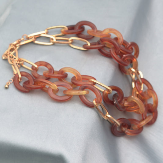 Big Flat Acrylic Acetate Bag Chain Necklace