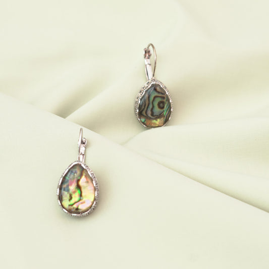 Vintage Sterling Silver Mother Of Pearl Drop Earrings