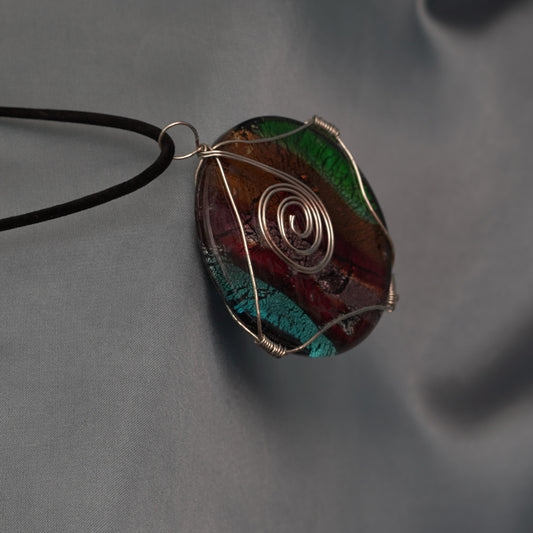 Necklace with handpainted pendant