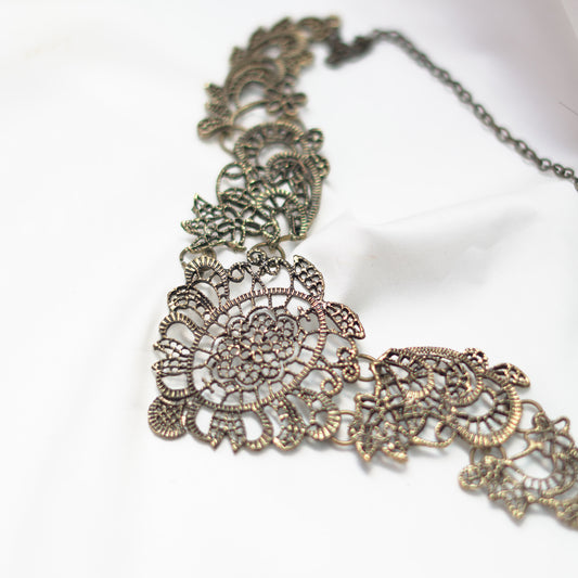 Big Ornate Filigree Collar Necklace