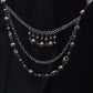 Layered Boho Necklace Faux Pearl Dangle Silver Tone