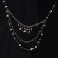 Layered Boho Necklace Faux Pearl Dangle Silver Tone