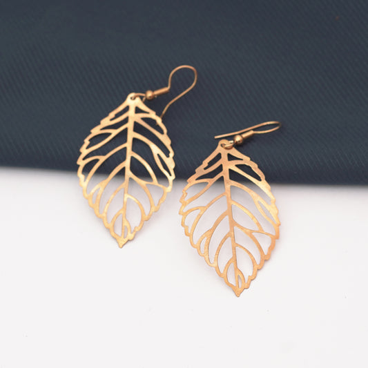 Simple Leaves Hollow Pendants  Earrings