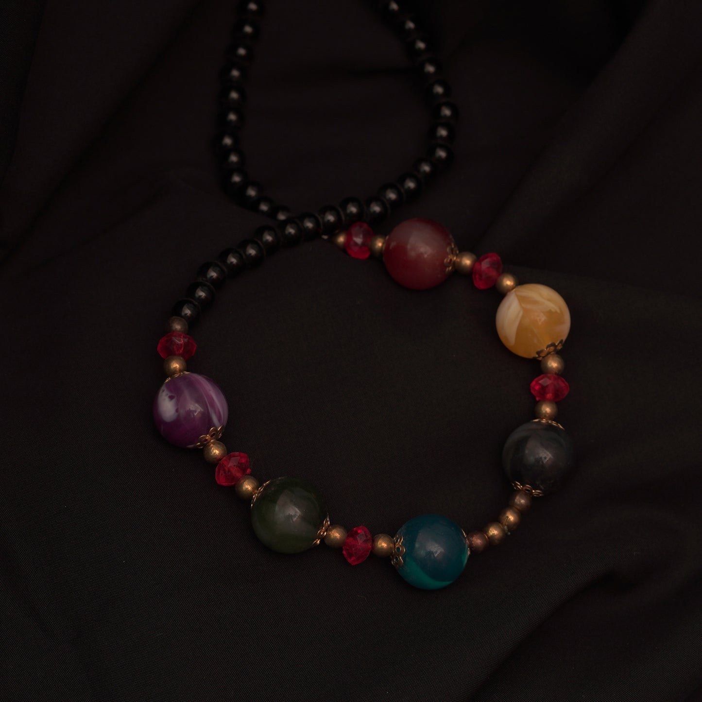 Multi Agate Beaded Necklace