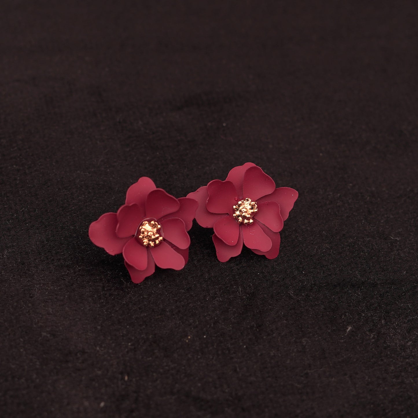 MALOYANVE Double Layered Flowers Earrings