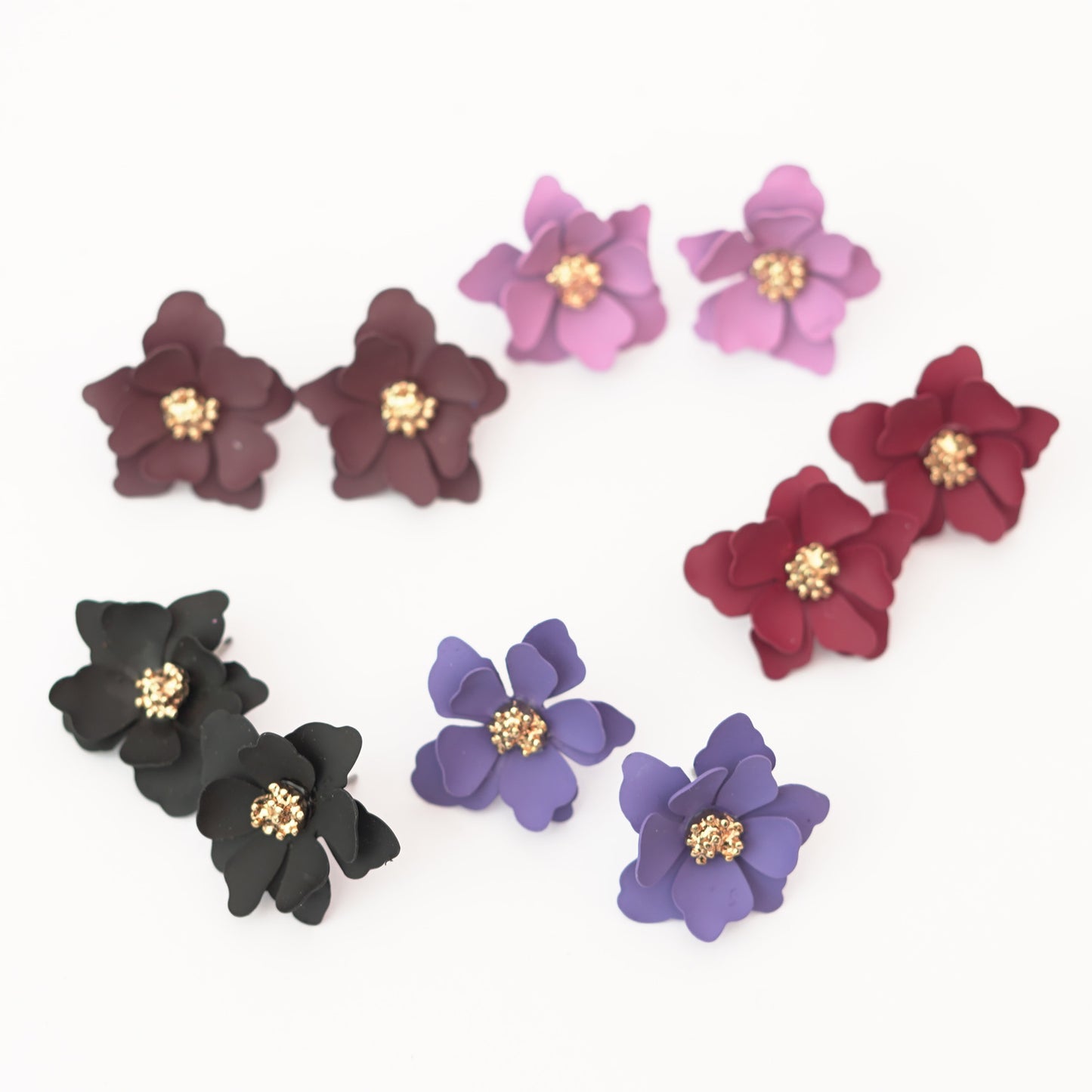 MALOYANVE Double Layered Flowers Earrings