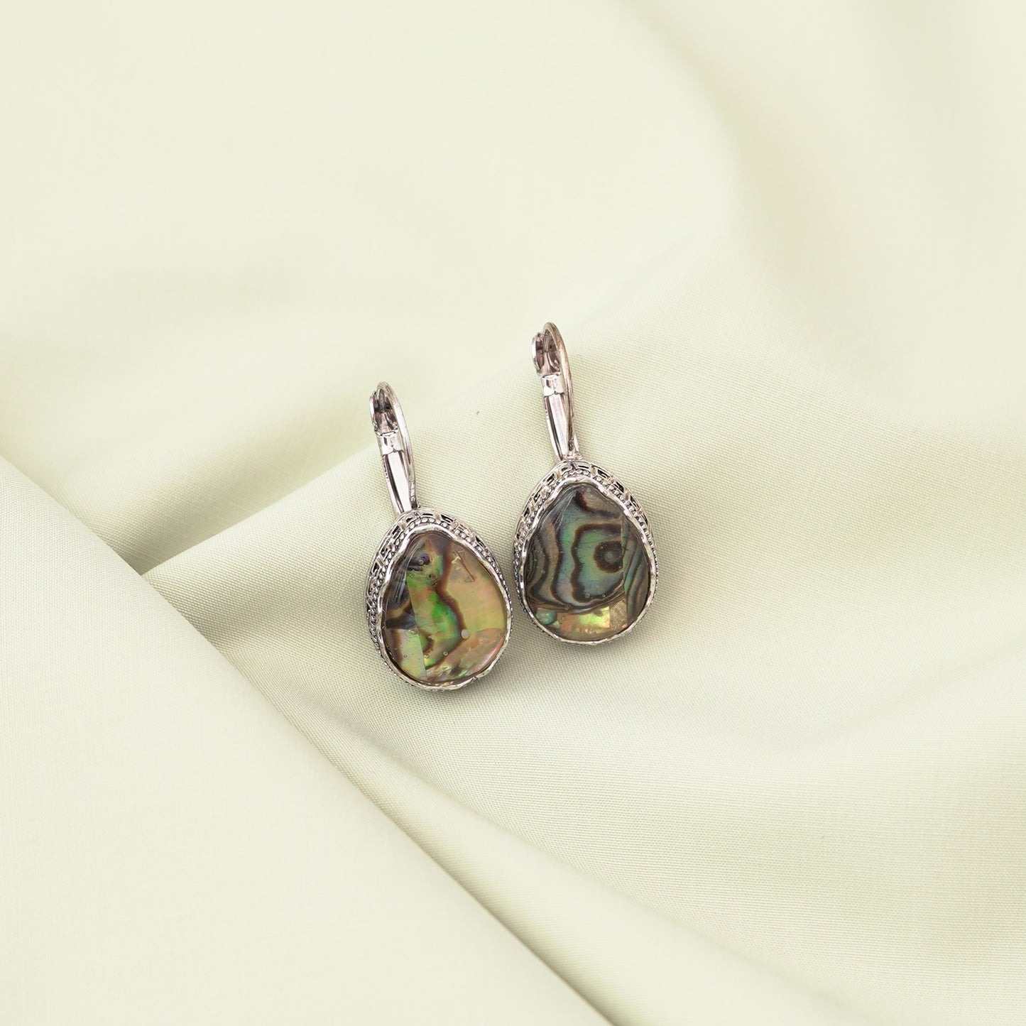 Vintage Sterling Silver Mother Of Pearl Drop Earrings