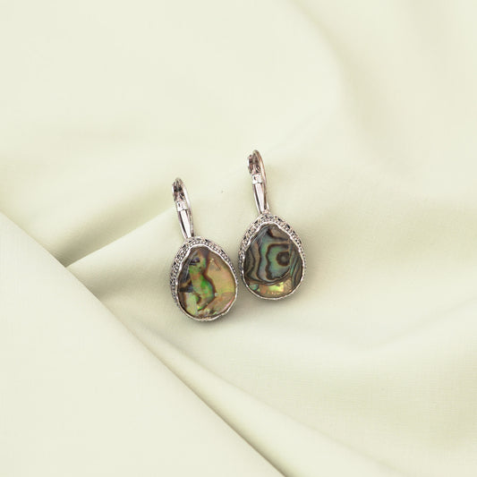 Vintage Sterling Silver Mother Of Pearl Drop Earrings