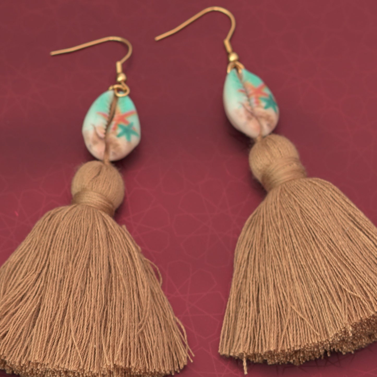 Color Hand Coarse Cotton Tassel Pendant  Earring