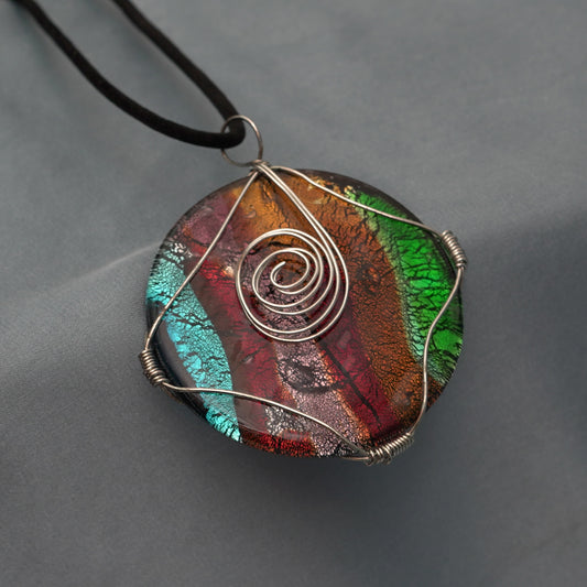 Necklace with handpainted pendant