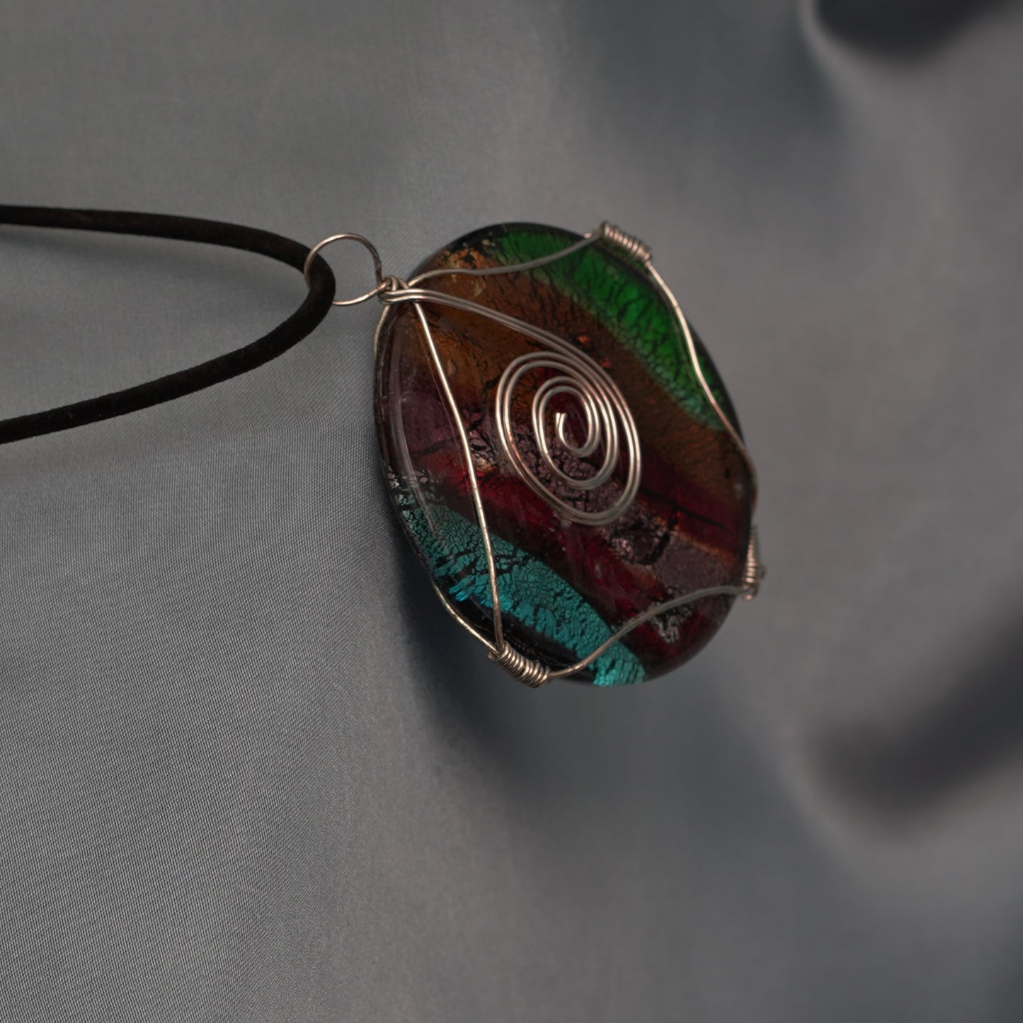 Necklace with handpainted pendant