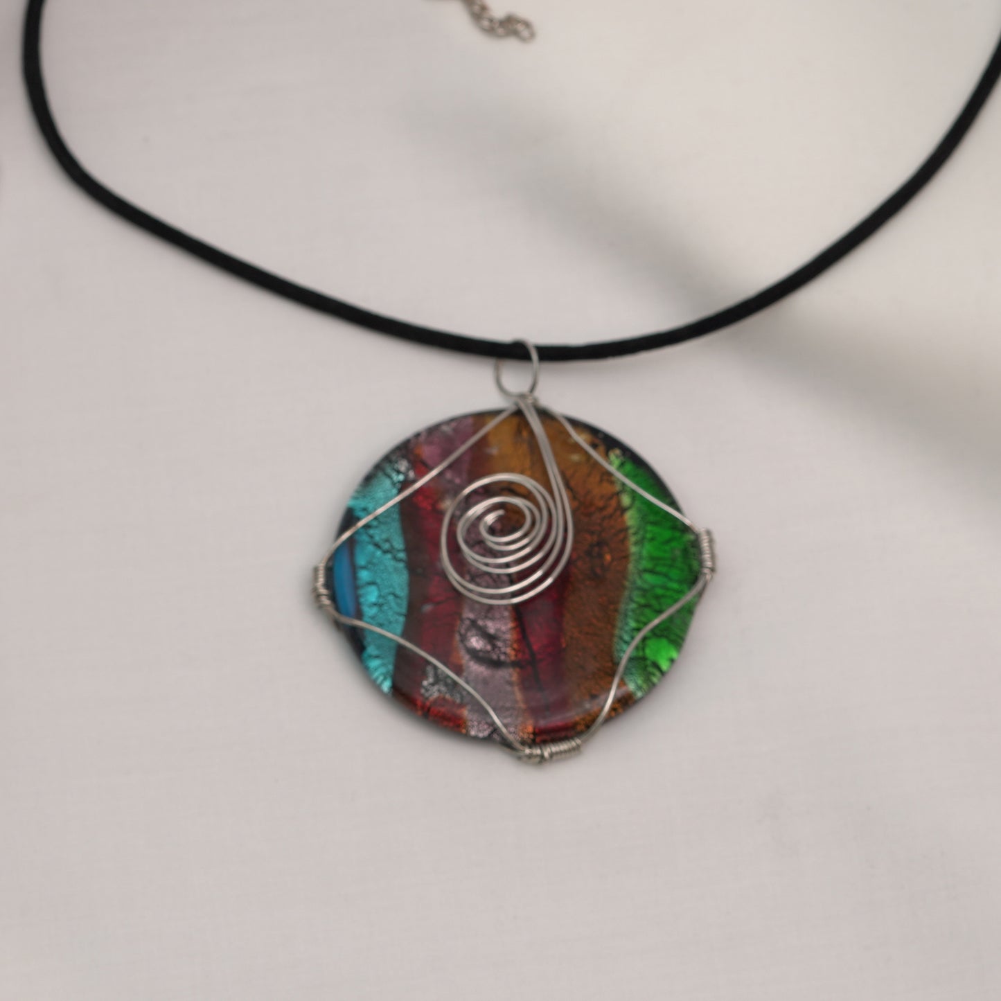 Necklace with handpainted pendant
