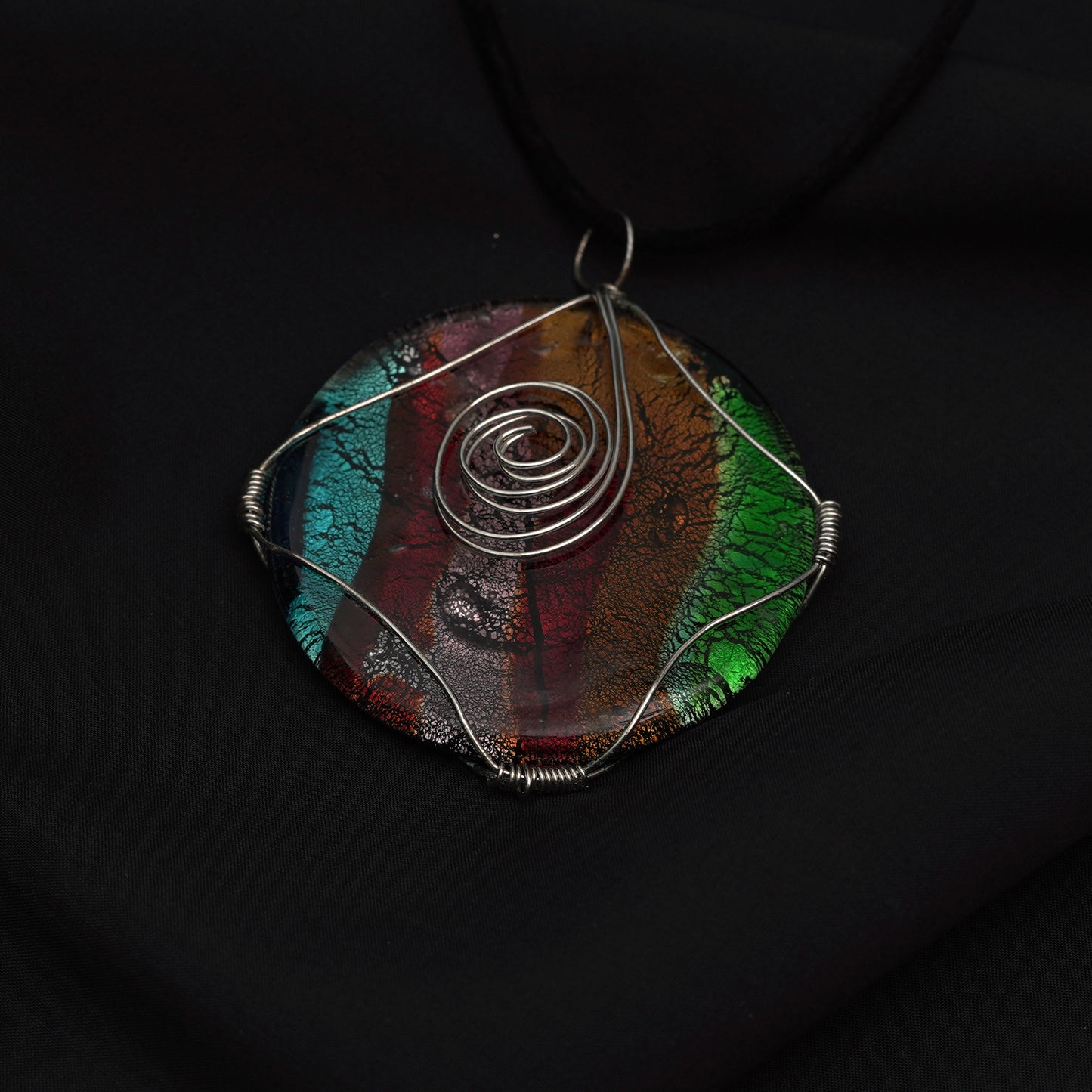 Necklace with handpainted pendant