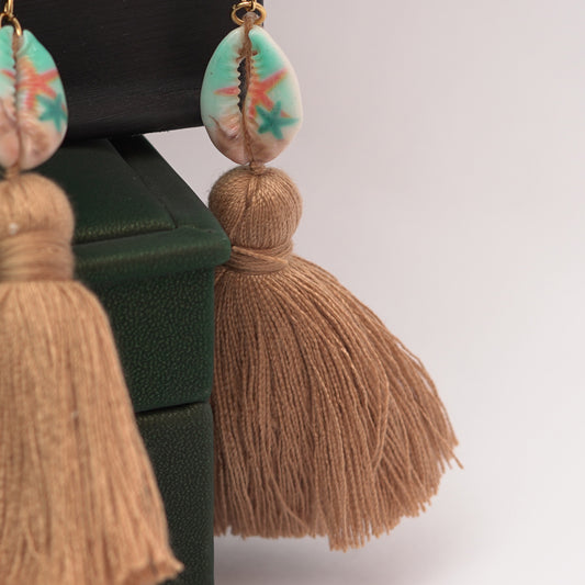 Color Hand Coarse Cotton Tassel Pendant  Earring