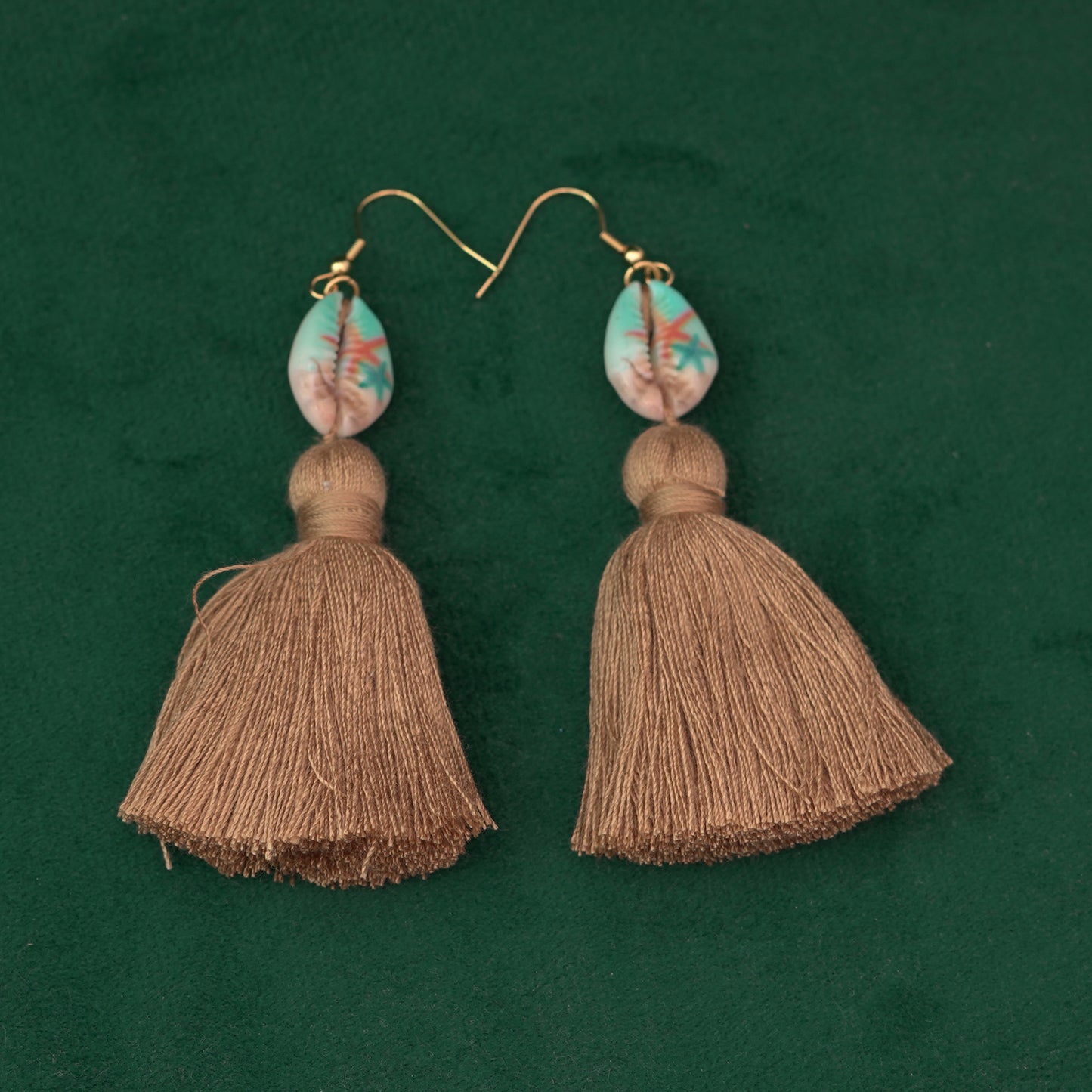 Color Hand Coarse Cotton Tassel Pendant  Earring