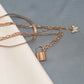 Fashion Women Multilayer Lock Pendant Necklace