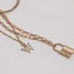 Fashion Women Multilayer Lock Pendant Necklace