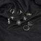 9 Ethnic Style Flower Faux Gem Finger Rings