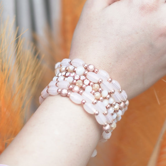 Crystal Beads Metal Bangles for Women