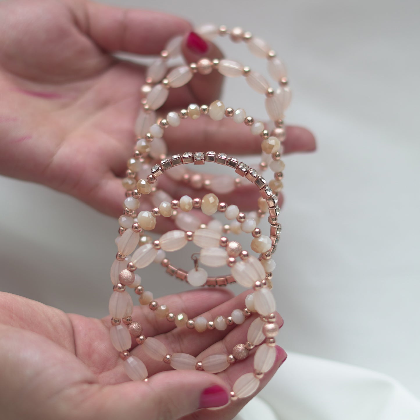Crystal Beads Metal Bangles for Women