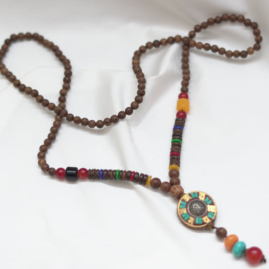 Handmade Buddhist Wood Beads Necklace